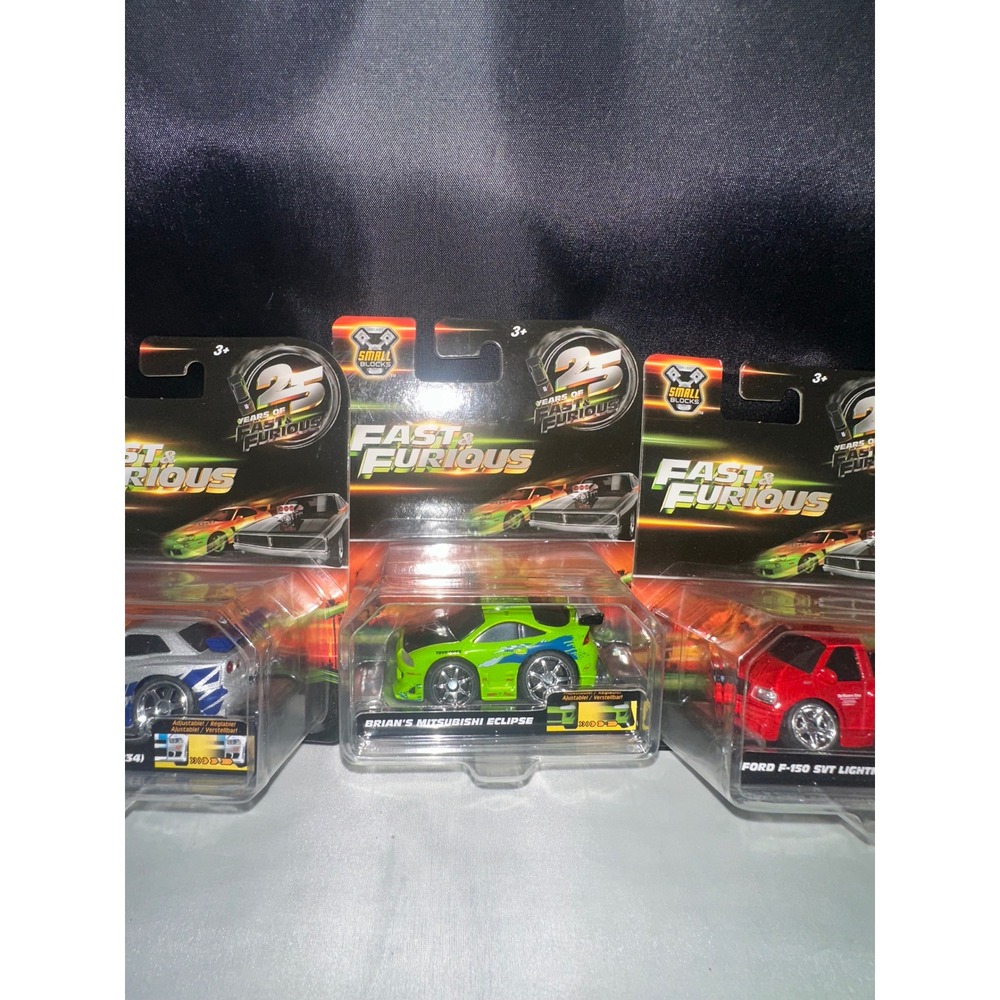 Fast & Furious Small Blocks 25 Years Die-Cast 3 Car Set Skyline Eclipse F-150 - Picture 3 of 5